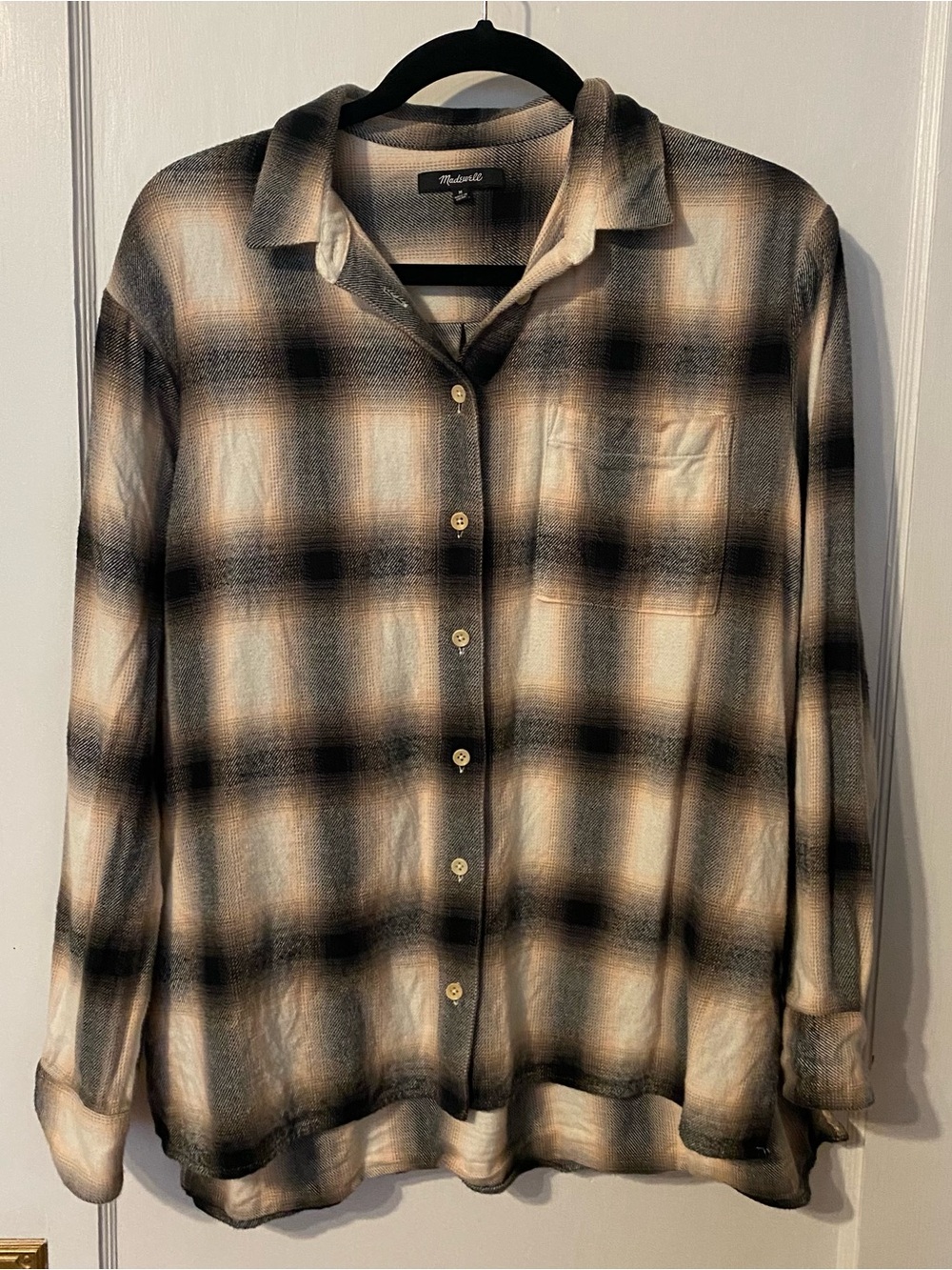 Madewell Flannel Oversized Ex-Boyfriend Shirt in Robson Plaid M - Picture 2 of 4
